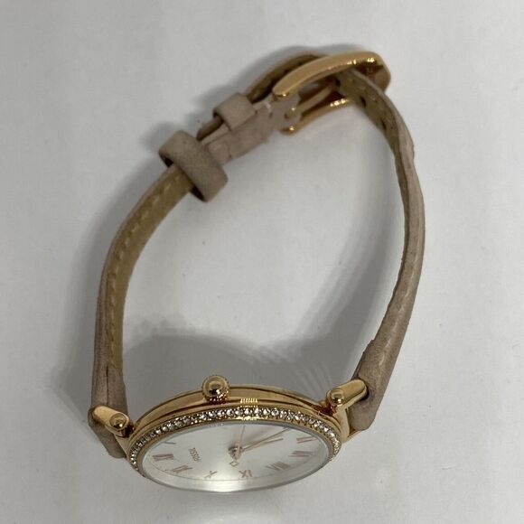 Fossil Kinsey ES4445 Women's Beige Leather Analog Silver Dial Quartz Watch JK89 - Picture 8 of 12